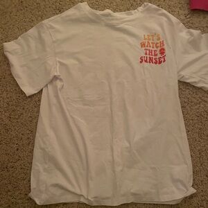 White T-shirt with let’s watch the sunset design
